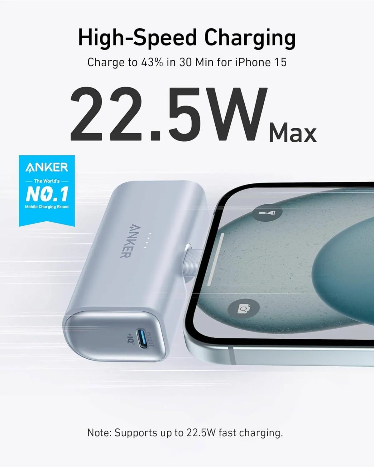 Anker Nano Power Bank (22.5W Built-In Usb-C Connector) Blue-194644170844