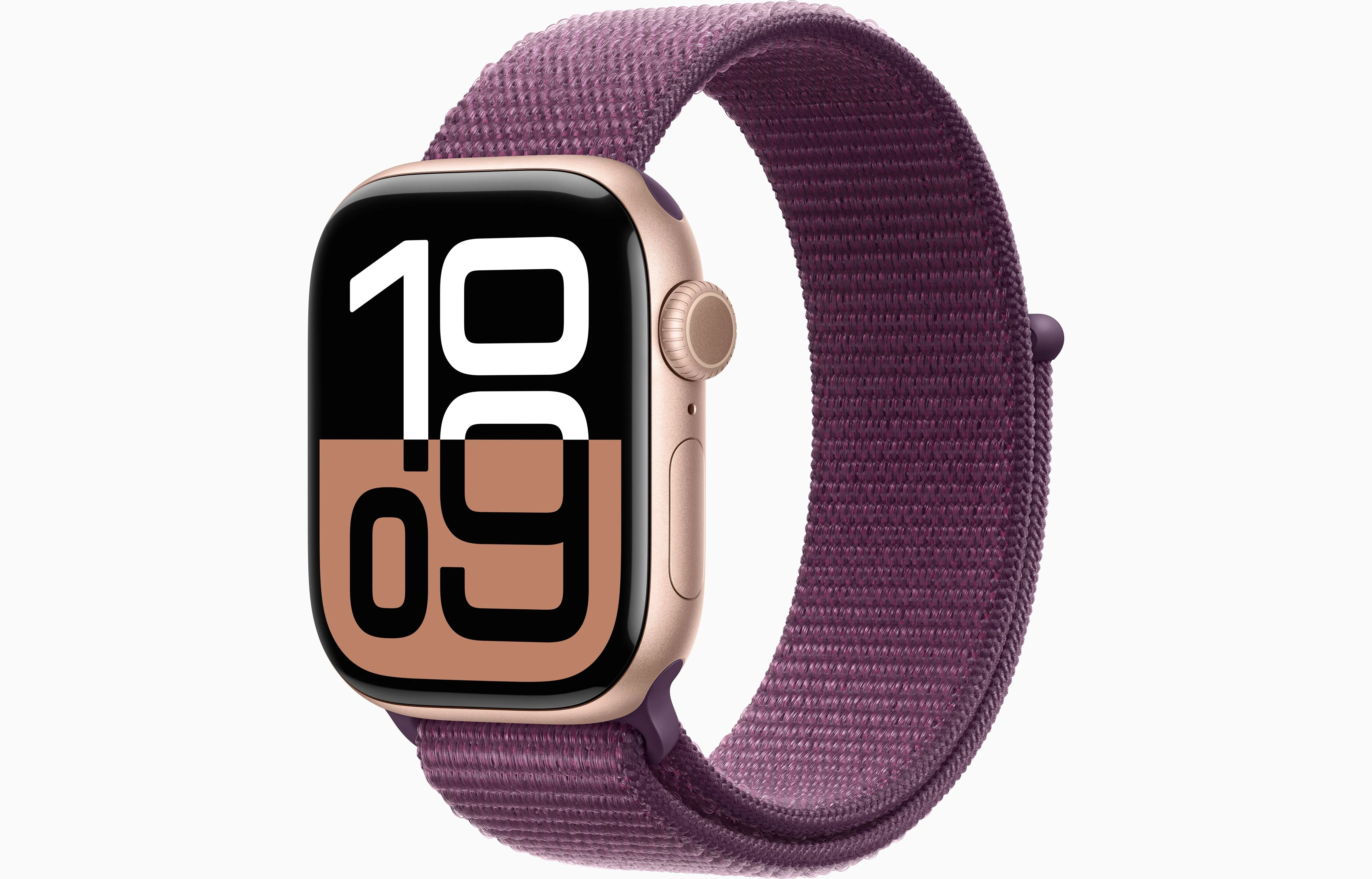 Apple Watch Series 10 GPS 42Mm, Rose Gold Aluminium Case with Plum Sport Loop