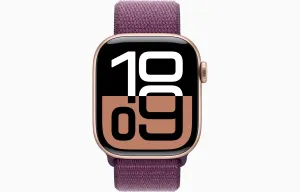Apple Watch Series 10 GPS 42Mm, Rose Gold Aluminium Case with Plum Sport Loop