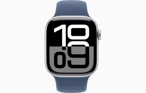 Apple Watch Series 10 GPS 42Mm, Silver Aluminium Case with Denim Sport Band, M/L