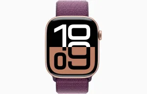 Apple Watch Series 10 GPS 46Mm, Rose Gold Aluminium Case with Plum Sport Loop