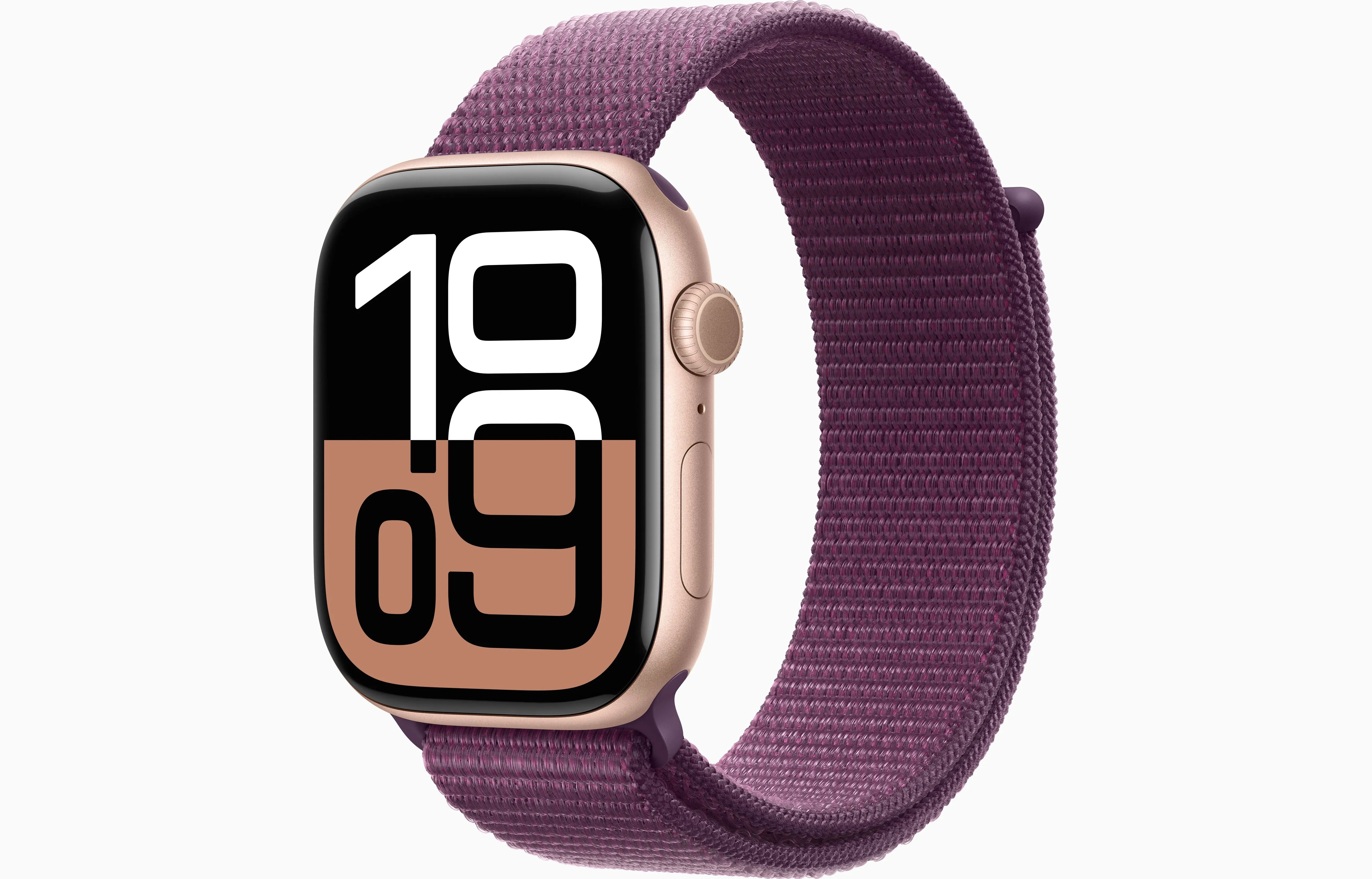 Apple Watch Series 10 GPS 46Mm, Rose Gold Aluminium Case with Plum Sport Loop
