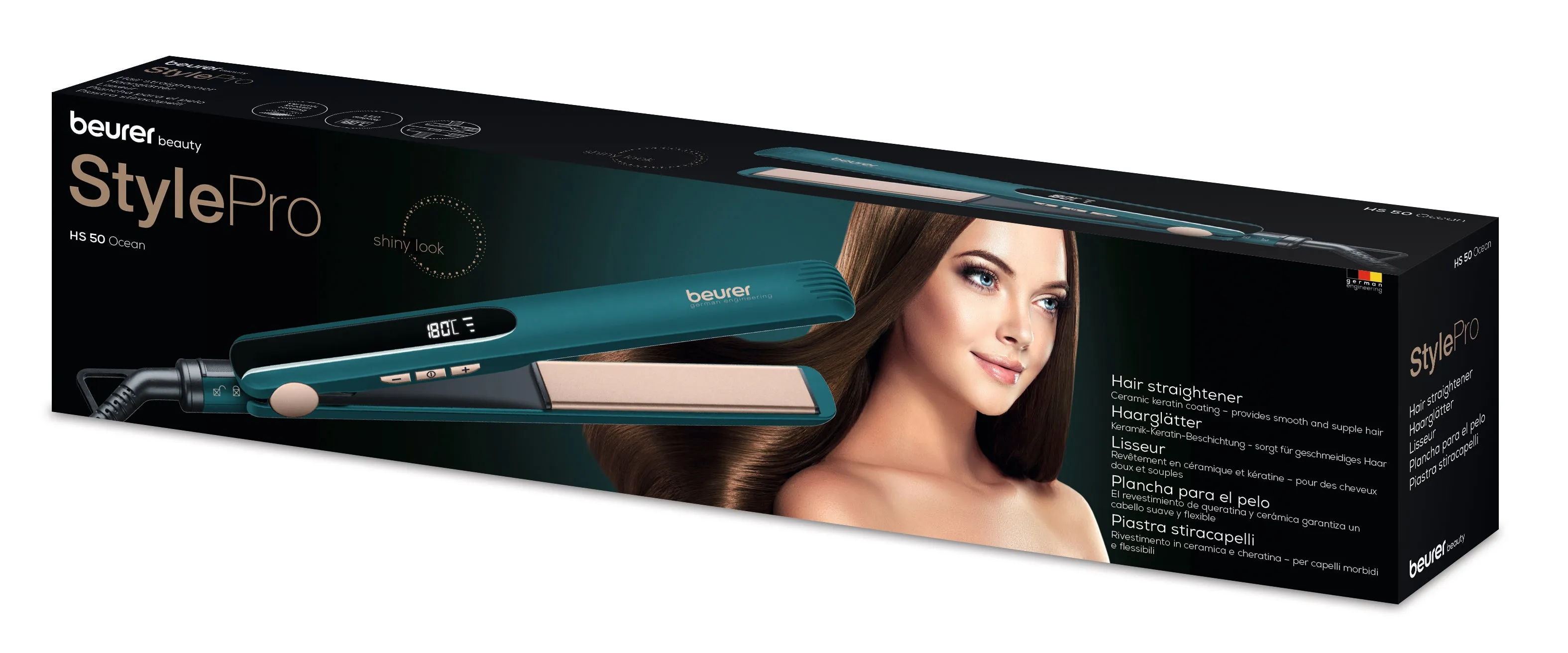 Beurer Hair Straightener Green 120-220 Watt Ceramic Coating With Keratin Fast Hea