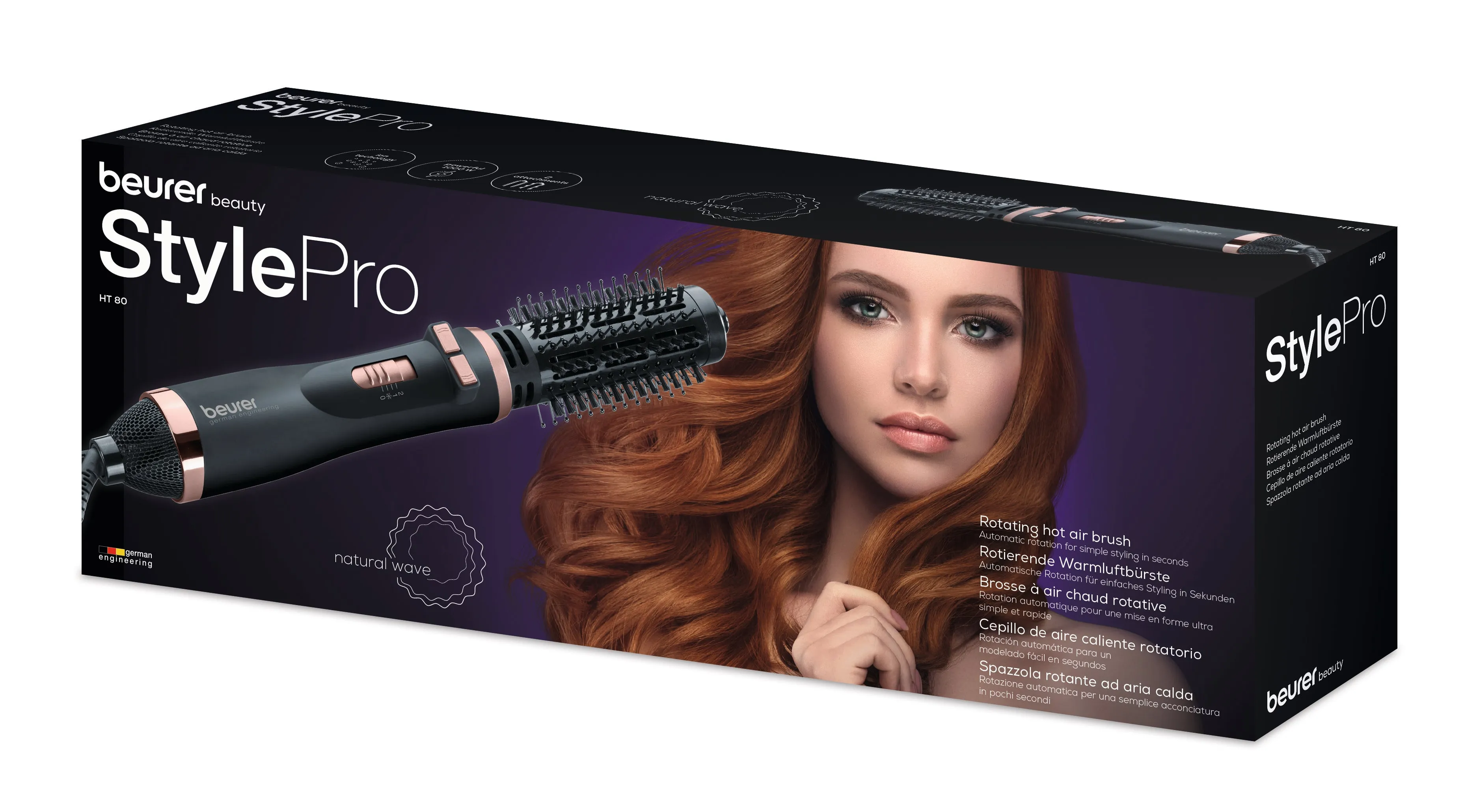 Beurer Roating Hot Air Brush Black Two Appendices 1000 Watt Automatic Rotation With Ceram