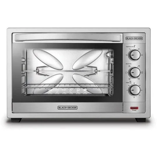 Black   Decker 62L Double Glass Toaster Oven Silver