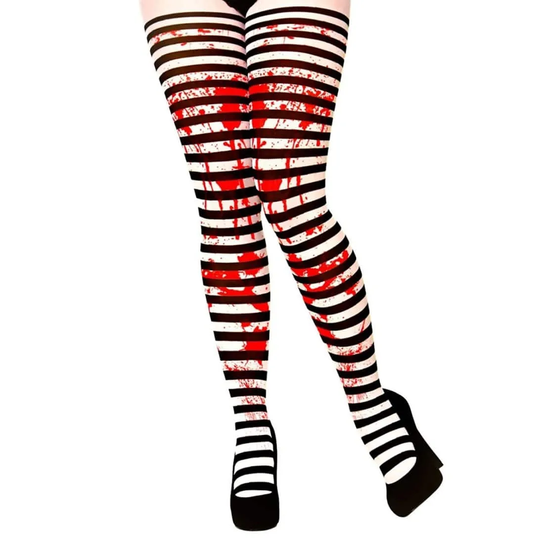 Candy Stripe Blood Splattered Tights Halloween Fancy Dress