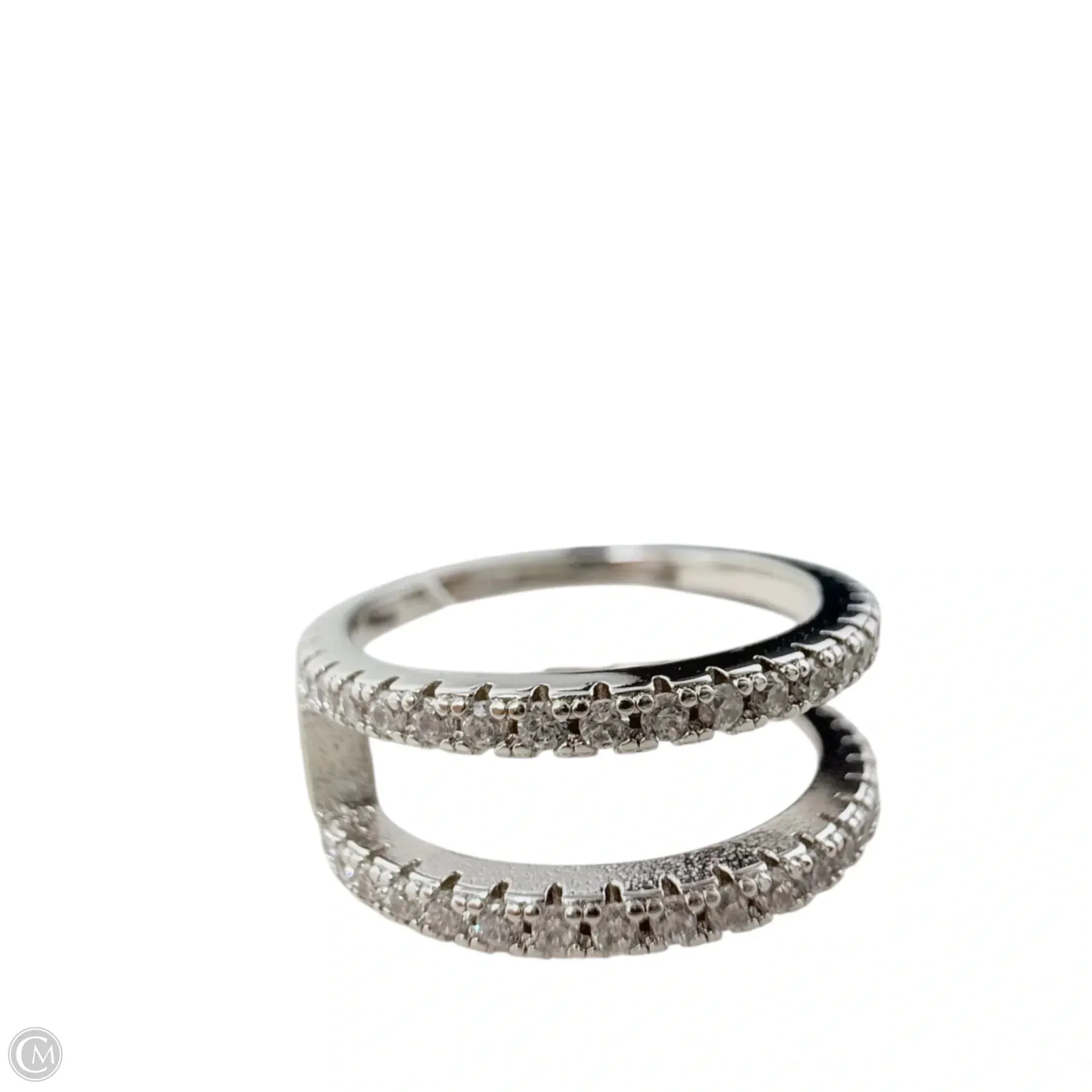 Clear Stone & Sterling Silver Double Band Ring By Unbranded, Size: 7