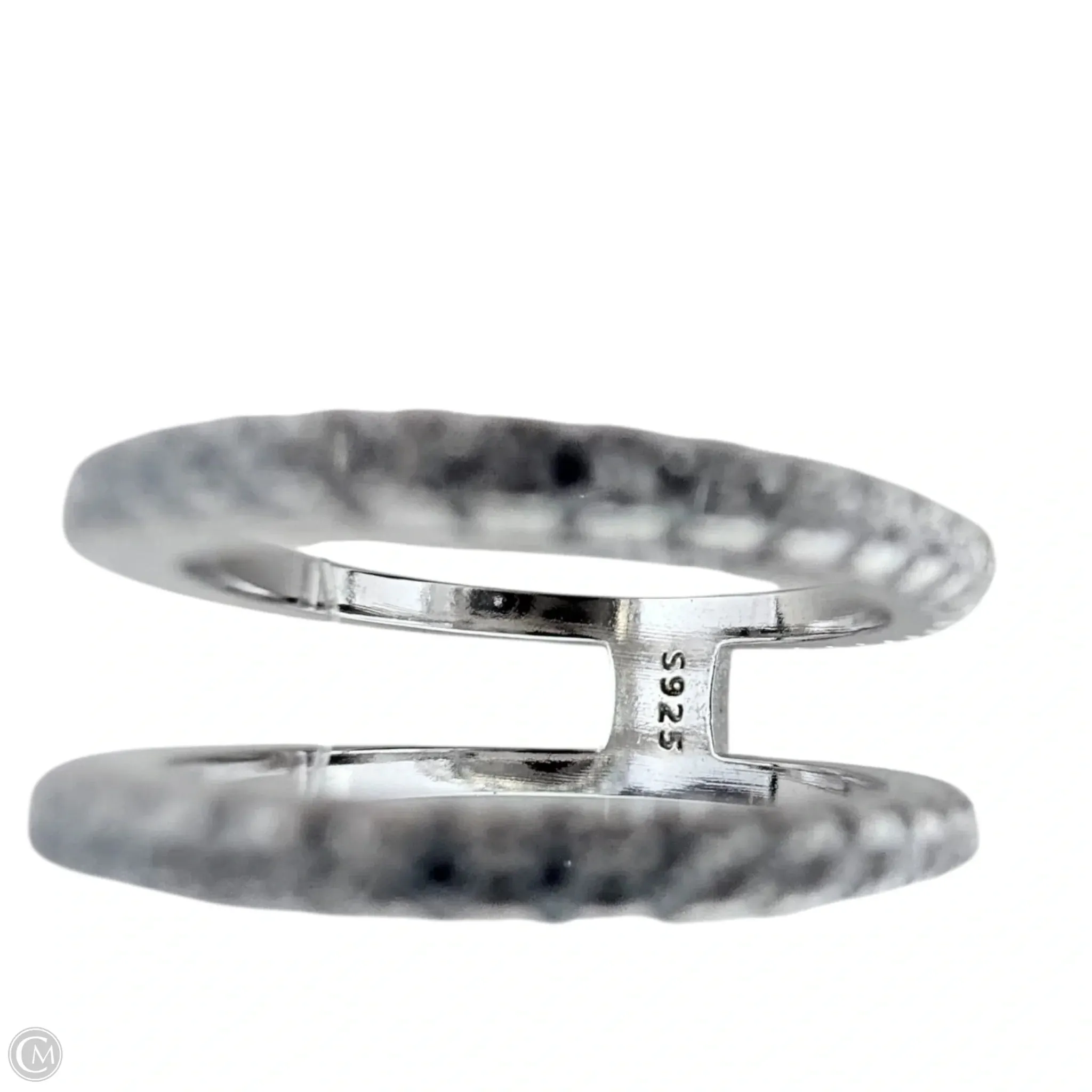 Clear Stone & Sterling Silver Double Band Ring By Unbranded, Size: 7