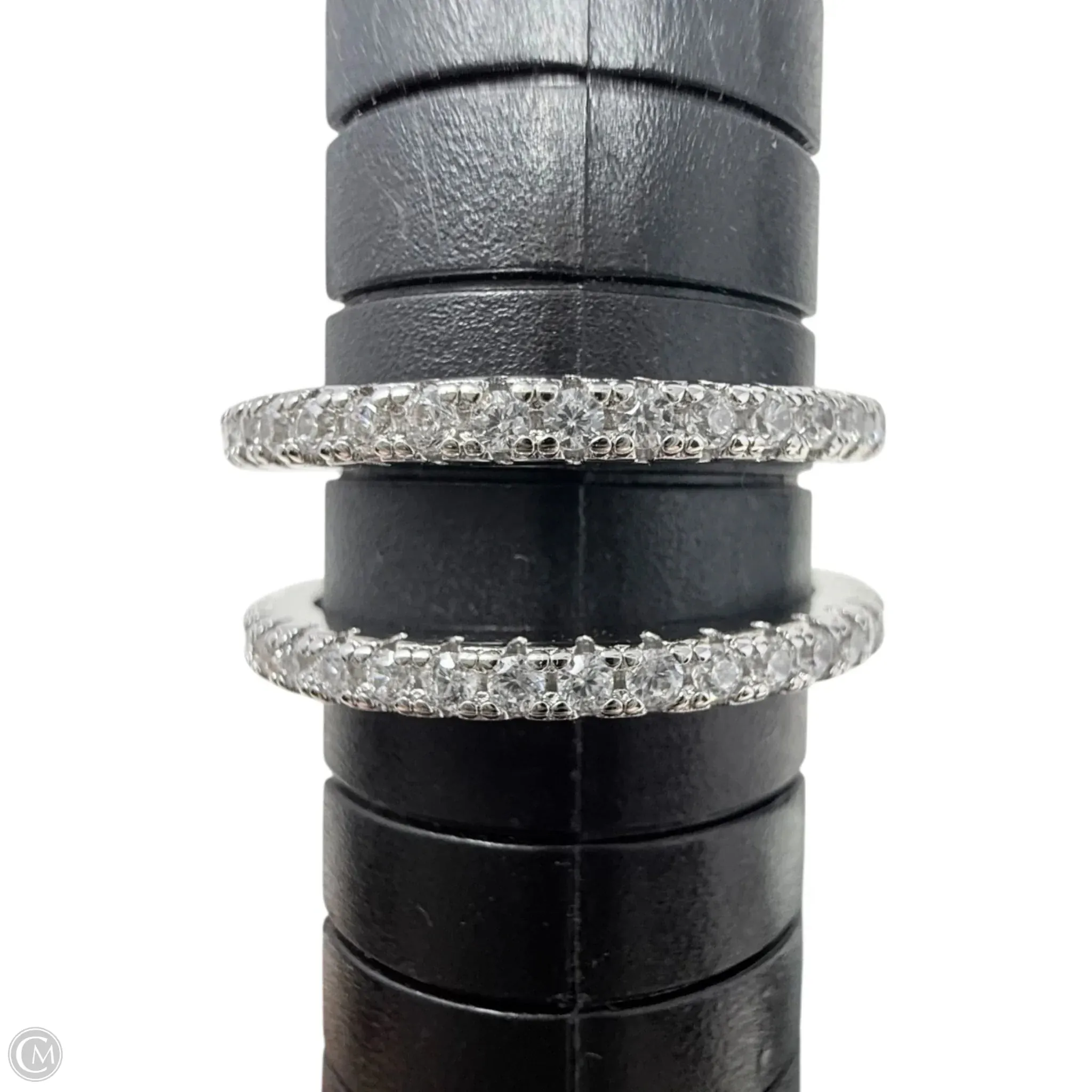 Clear Stone & Sterling Silver Double Band Ring By Unbranded, Size: 7