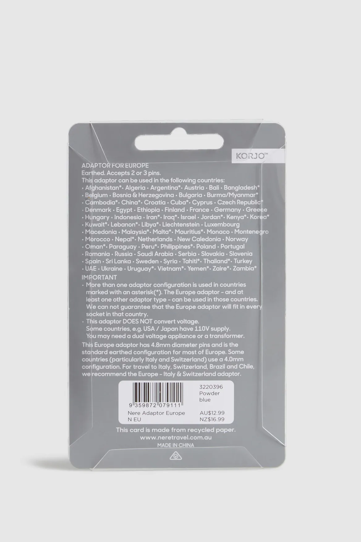 Europe Adaptor Strandbags