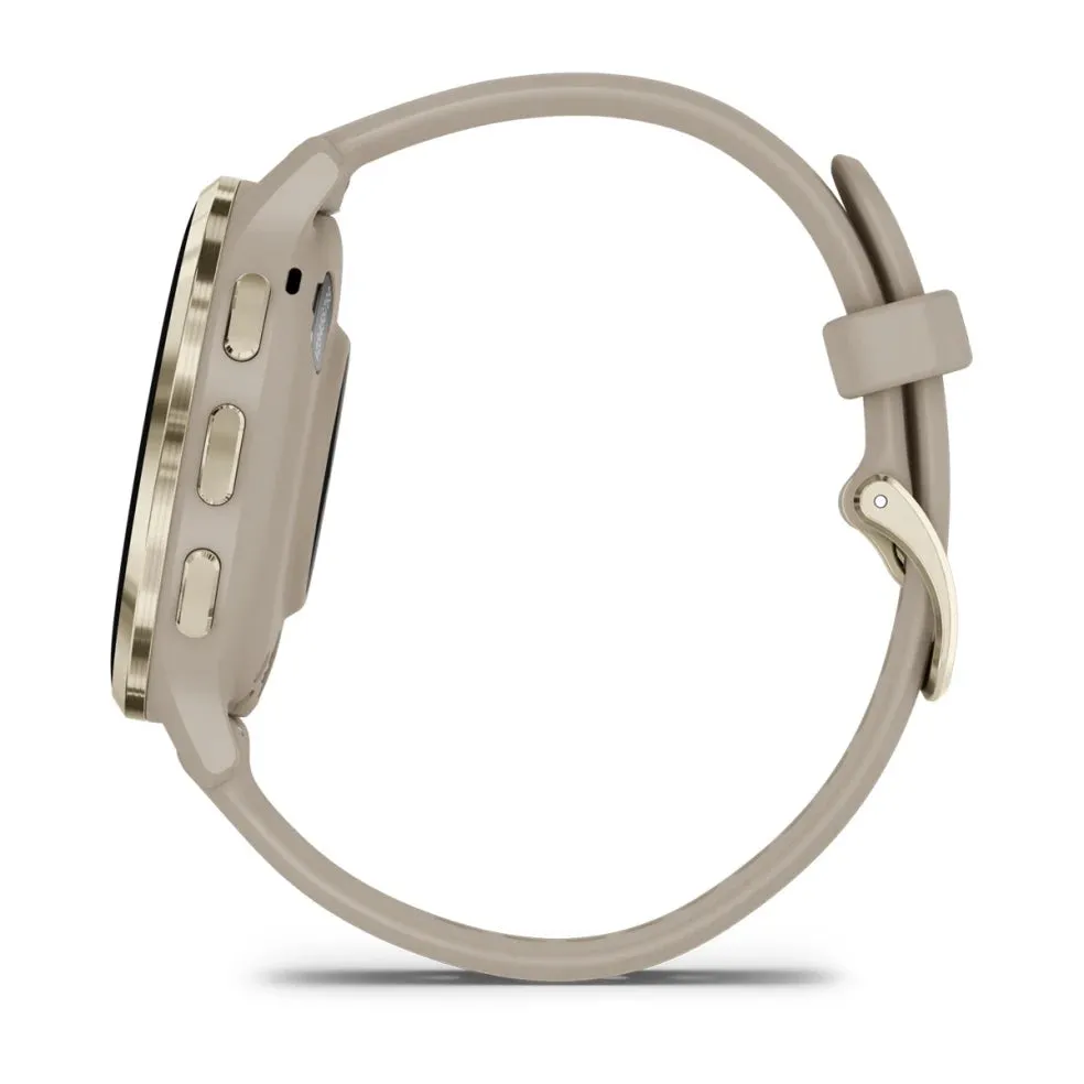 Garmin Venu® 3S Smartwatch, Soft Gold Stainless Steel Bezel with French Gray Case and Silicone Band