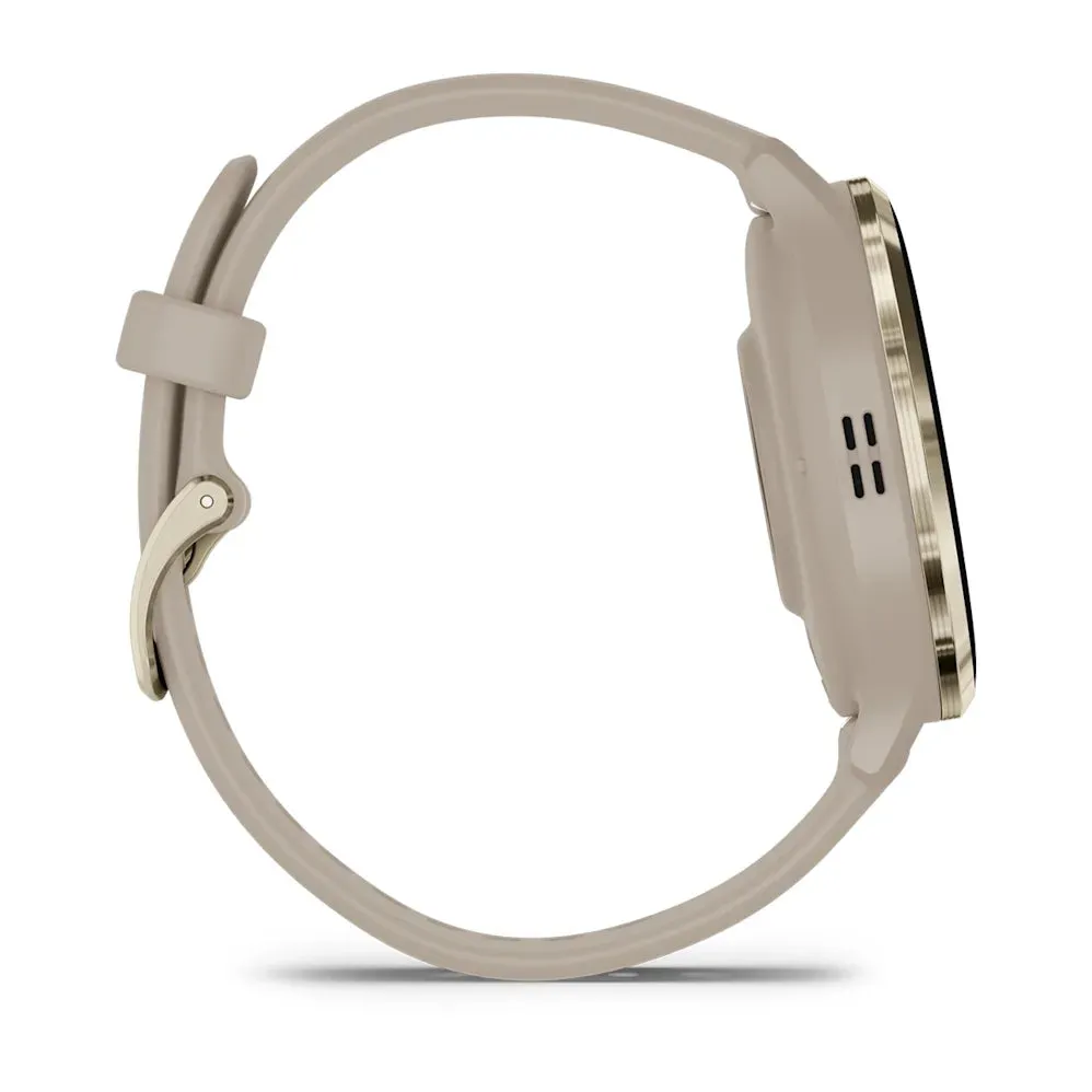 Garmin Venu® 3S Smartwatch, Soft Gold Stainless Steel Bezel with French Gray Case and Silicone Band