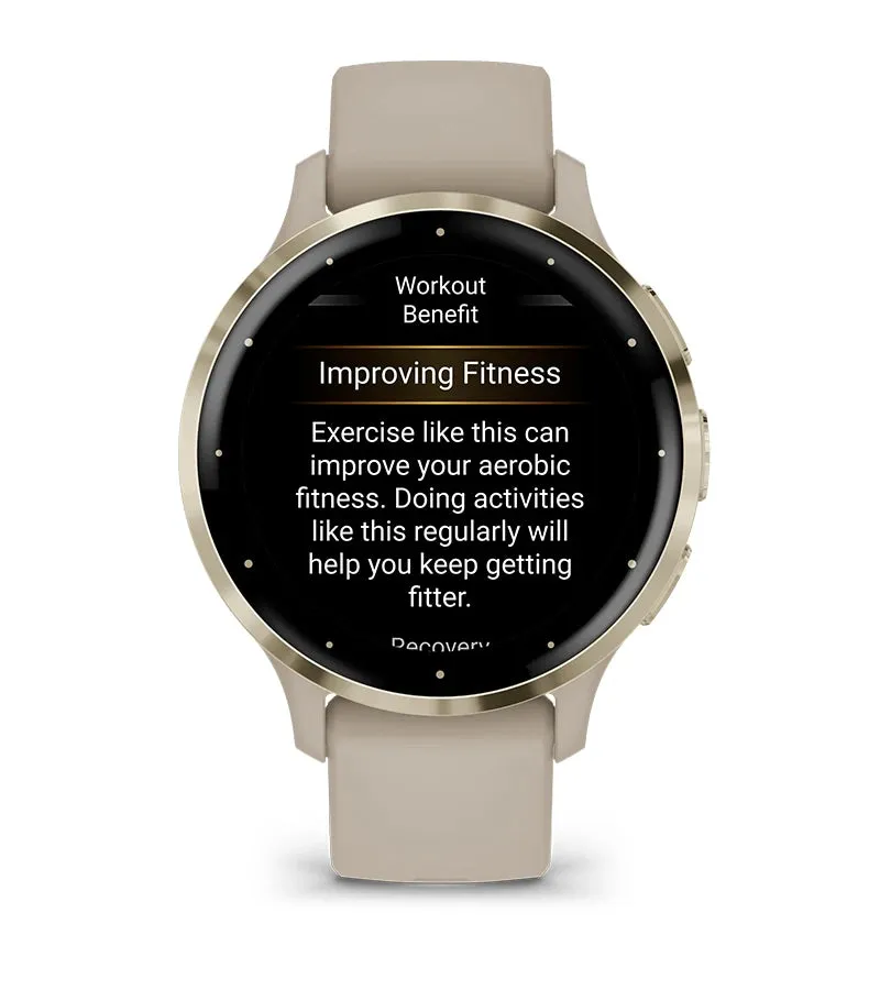 Garmin Venu® 3S Smartwatch, Soft Gold Stainless Steel Bezel with French Gray Case and Silicone Band