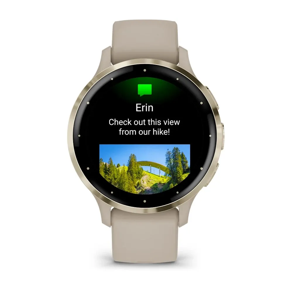 Garmin Venu® 3S Smartwatch, Soft Gold Stainless Steel Bezel with French Gray Case and Silicone Band