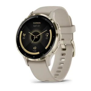 Garmin Venu® 3S Smartwatch, Soft Gold Stainless Steel Bezel with French Gray Case and Silicone Band