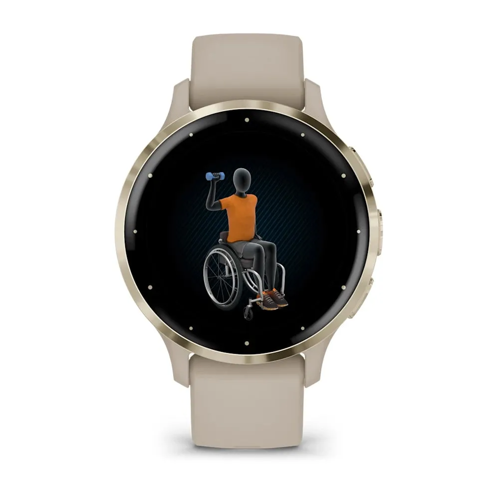 Garmin Venu® 3S Smartwatch, Soft Gold Stainless Steel Bezel with French Gray Case and Silicone Band