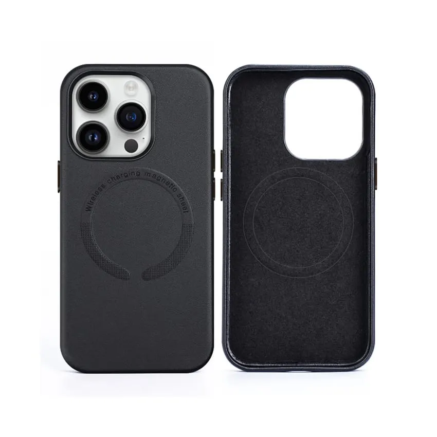 Generic Leather Mag Safe Case for Ip 14 Pro Max, Black