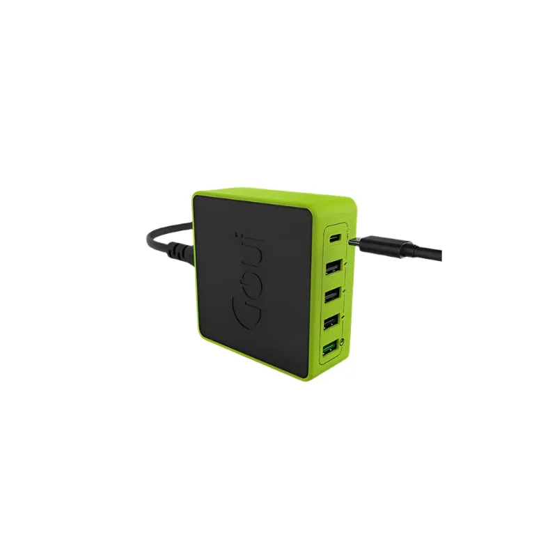 Goui Kimba Lite 5 Port PD Desktop Charger, 36Watts, Black / Green
