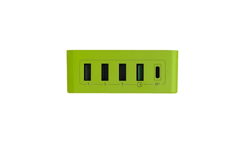 Goui Kimba Lite 5 Port PD Desktop Charger, 36Watts, Black / Green