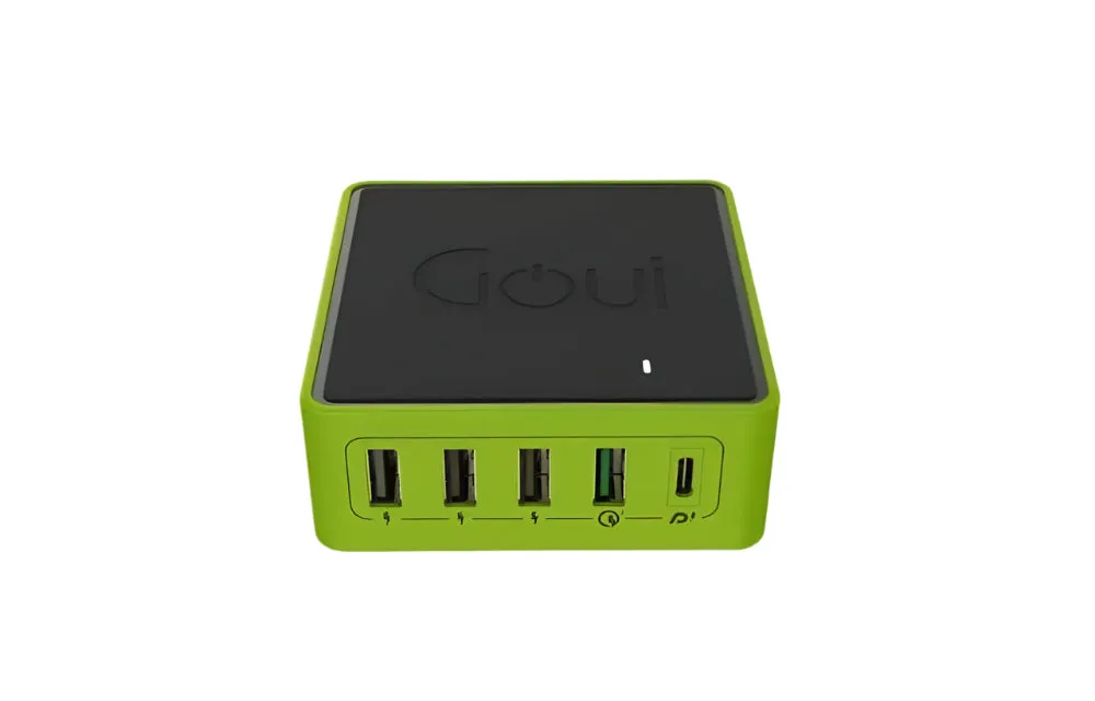 Goui Kimba Lite 5 Port PD Desktop Charger, 36Watts, Black / Green