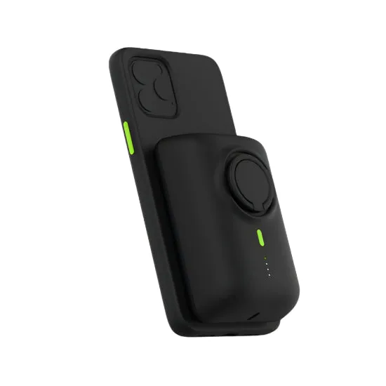 Goui Mag Pro Magnetic Wireless Charging & Power Bank with Finger Holder, 10000MAh, Black