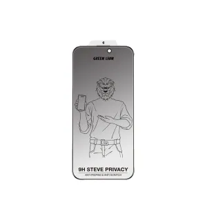 Green Lion Steve Privacy Screen  iPhone 16 Pro, Black