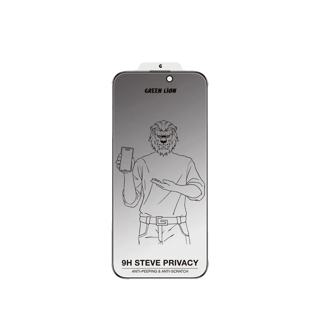 Green Lion Steve Privacy Screen  iPhone 16 Pro, Black
