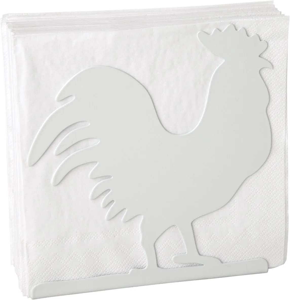 IHR Rooster Silhouette White Metal Napkin Holder