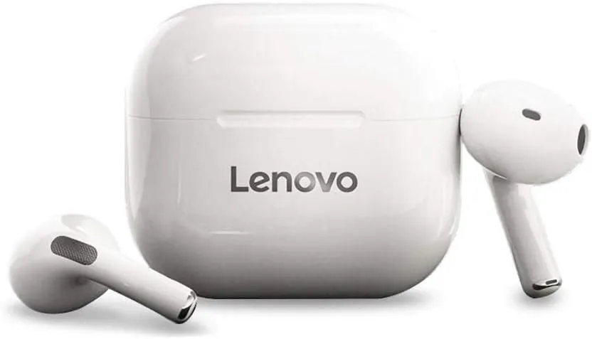 Lenovo Bluetooth 5.2 Headphones Wireless Earphones, Touch Control with Dual, White