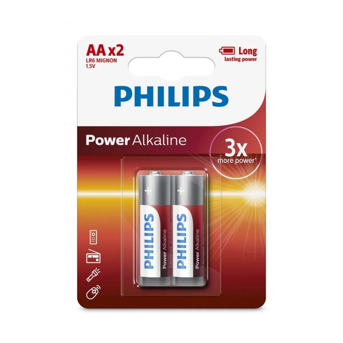Philips Batteries AA, Pack OF 2Pcs