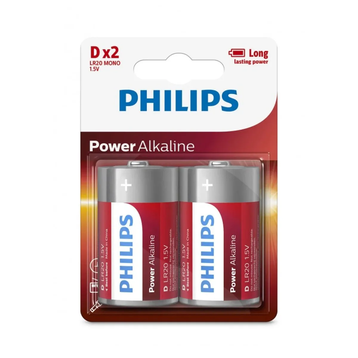Philips Batteries D, Pack Of 2Pcs