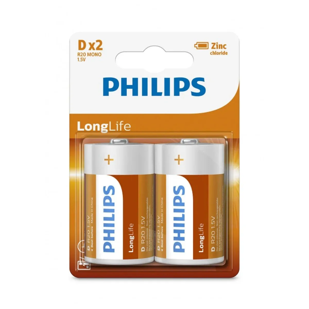 Philips Batteries D, Pack Of 2Pcs