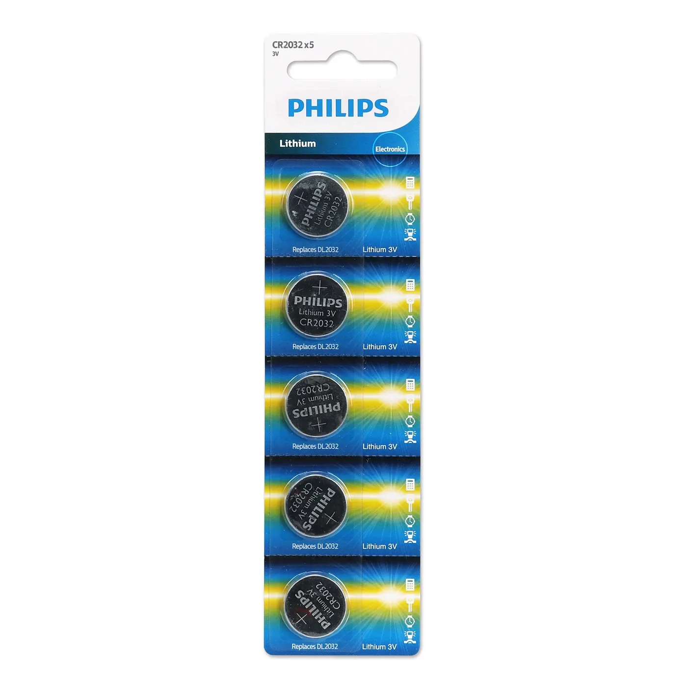 Philips Lithium Cell Button Battery CR2032, Pack of 5