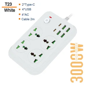 Power Socket- 4 Ac-4Usb-2Type C 3000W/ Cable 2M
