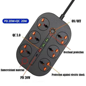 Power Socket- 6 Ac Auto Max 4.2A 3000W/ Cable 2M