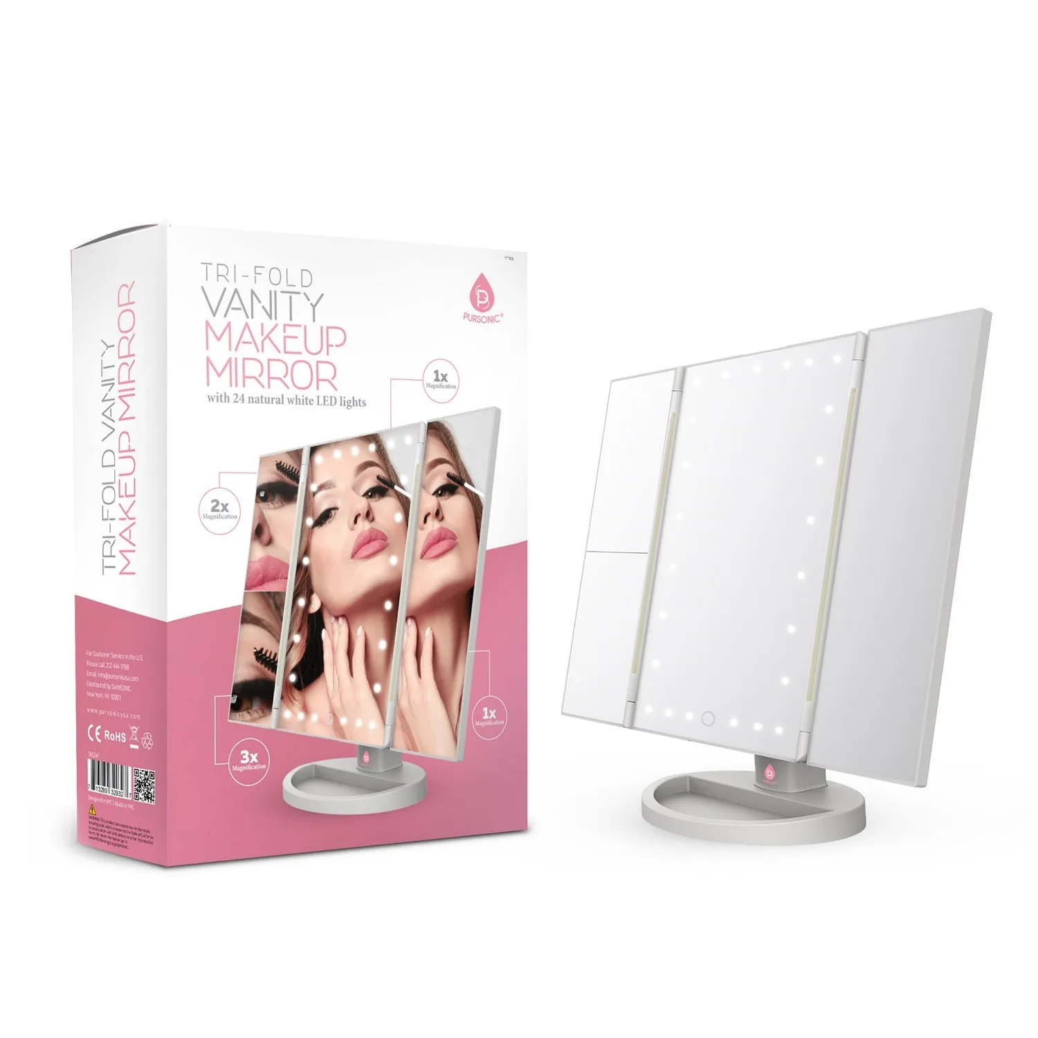 Pursonic Tri-Fold Vanity Makeup Mirror