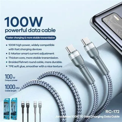 REMAX BOUNDLESS Series 5A Type-C To Type-C 100 W Fast Charging Data Cable 1.2m With Light