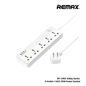 Remax Kiddy Adapter 30Watts, 5 Outlet, 1.5Mm, White