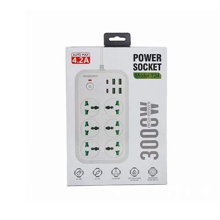 SHT Power Socket, 3000Watts, 4USB & 2TYPEC, Cable 3M