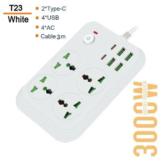 SHT Power Socket 3000Watts, 4USB & 2TypeC, Cable 3M