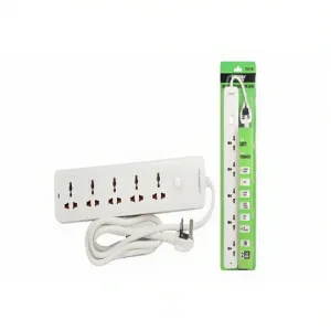 TERMINATOR Universal Power Extension Socket, 5Way, Cable 3M, White
