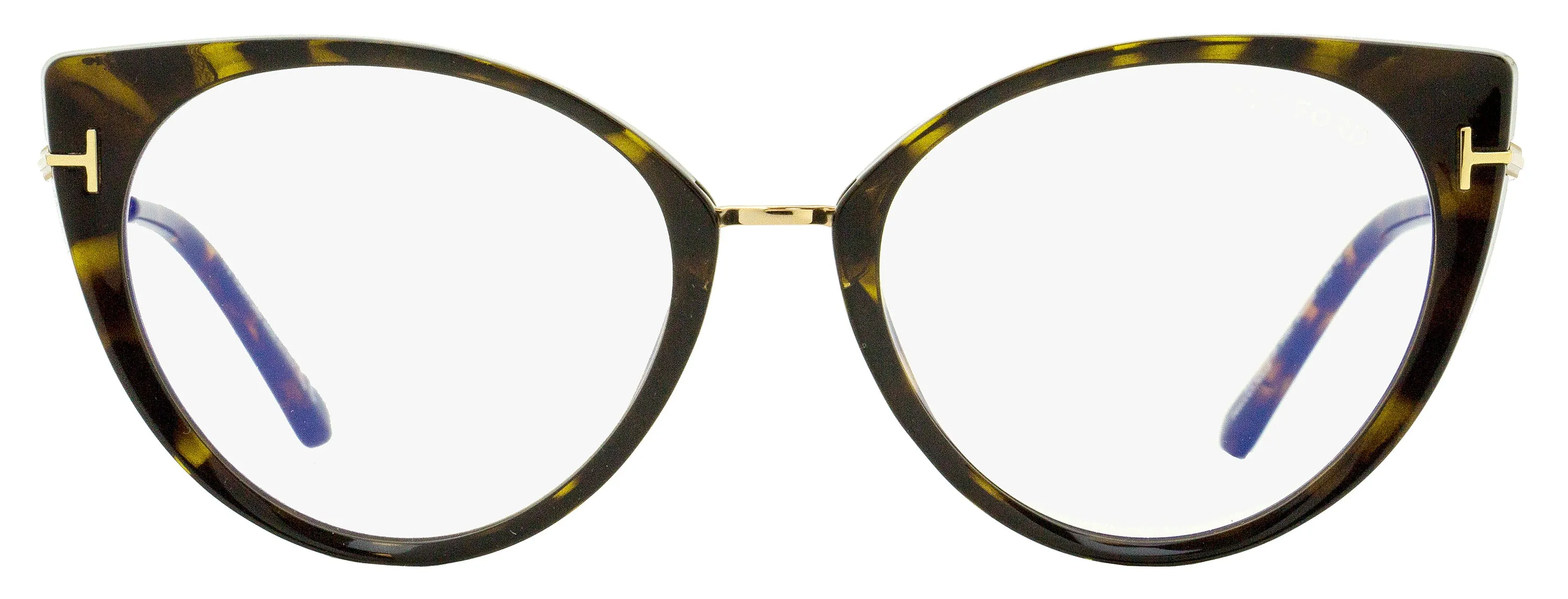 Tom Ford Women's Blue Block Eyeglasses TF5815B 052 Havana/Gold 54mm
