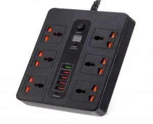 Urbantin 3000W 6 Universal Ac Jack Power Strip 38W 5 High Speed Usb Ports Surge 2M