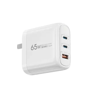 Wiwu Wall Charger GaN 65W Fast Charger, Multi Port Power, White